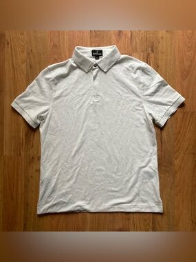 BAOBAB 1/4 Zip Mens L Pima Cotton Stretch White Short Sleeve Perfect Polo Shirt
